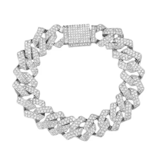 Pulsera Cubana Miami Ice Out 14 mm platinum