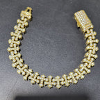 Pulsera Doble Cruz Ice Out Gold 12 mm x 20cm