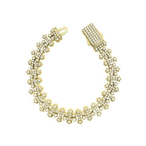 Pulsera Doble Cruz Ice Out Gold 12 mm x 20cm